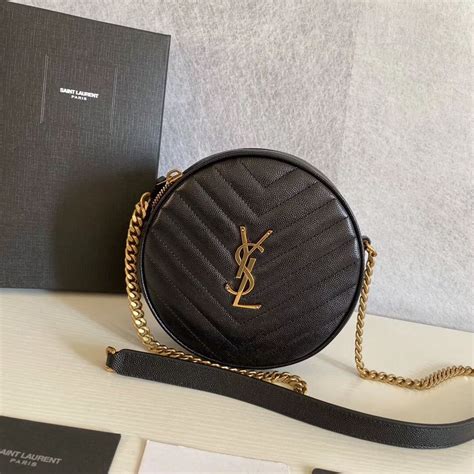 ysl vinyle round camera bag.